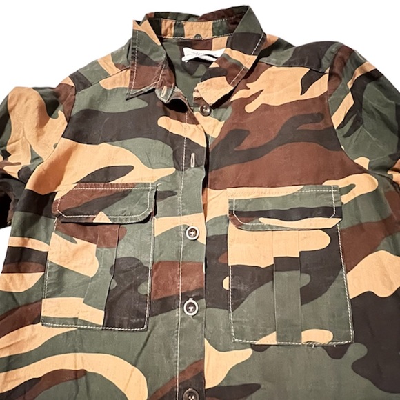 Zara Camo  Button Shirt Size Small - Picture 8 of 13